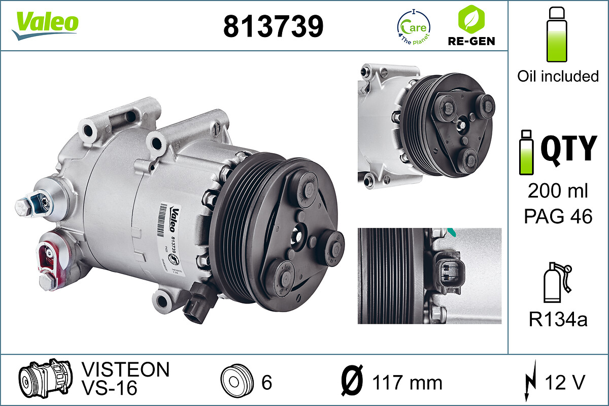 VALEO Kompressor, klimaanlæg 813739 for FORD