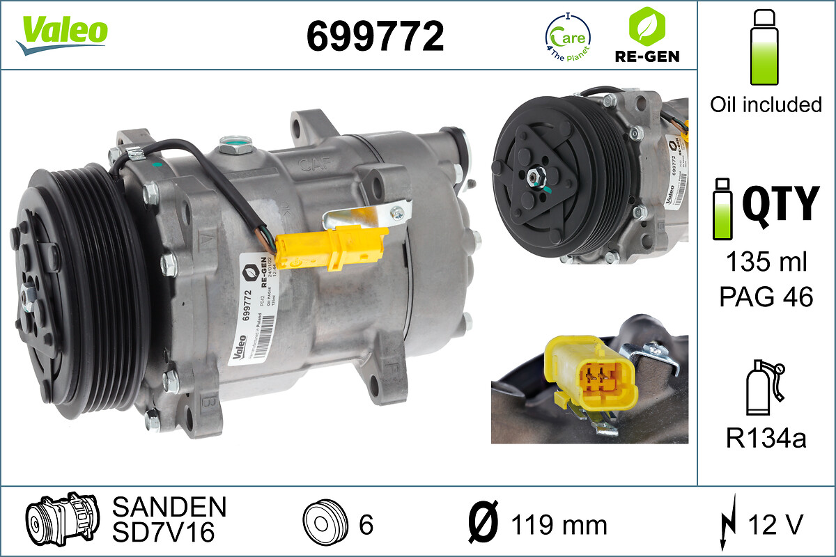 VALEO Kompressor, klimaanlæg 699772 for PEUGEOT LANCIA