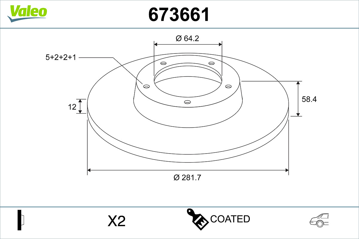 VALEO Bremseskive 673661 bagaksel fuld 282mm 12mm for HONDA