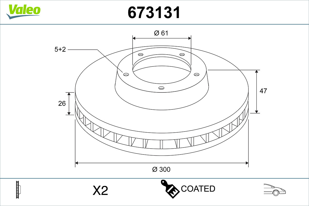 VALEO Bremseskive 673131 foraksel ventileret 300mm 26mm for RENAULT