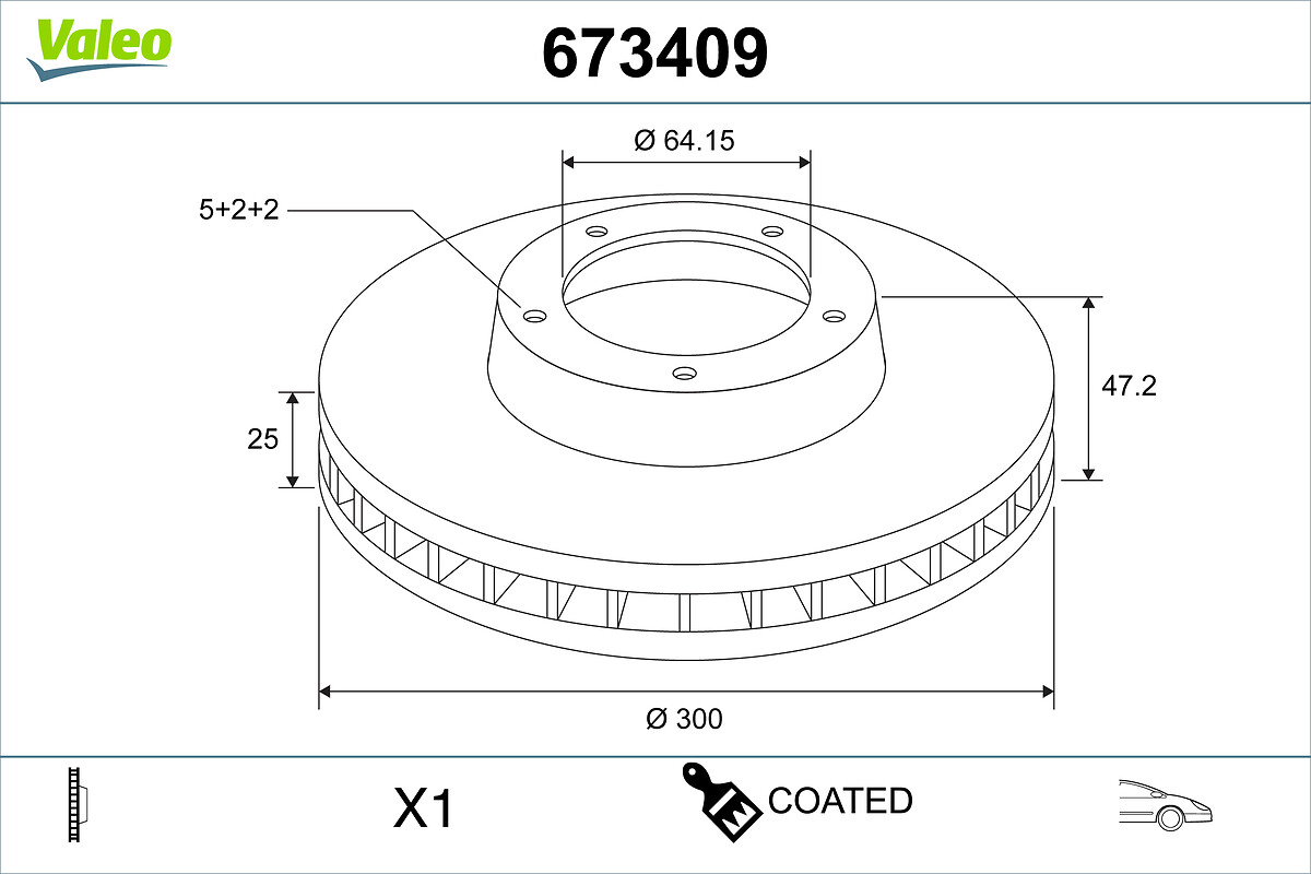 VALEO Bremseskive 673409 foraksel ventileret 300mm 25mm for HONDA