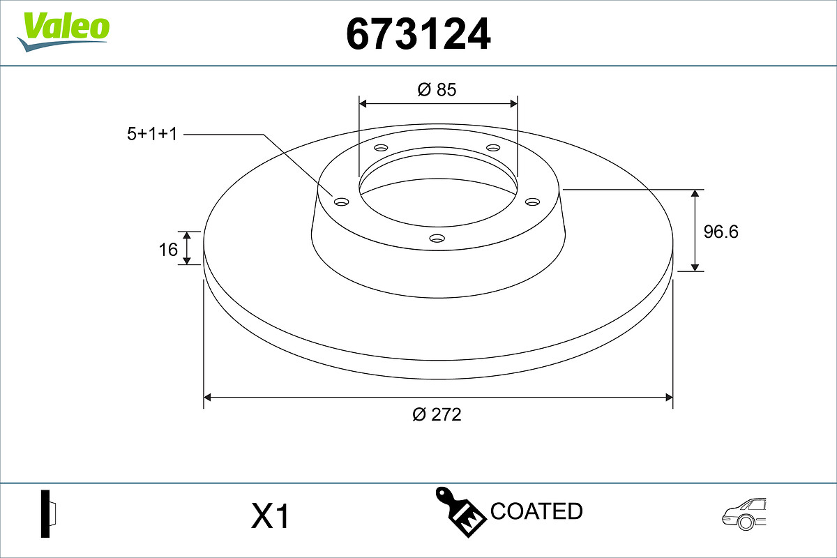 VALEO Bremseskive 673124 bagaksel fuld 272mm 15,9mm for MERCEDES-BENZ