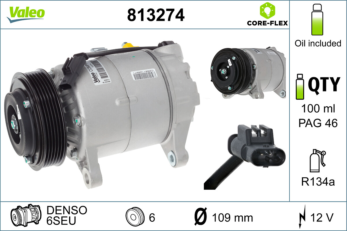 VALEO Kompressor, klimaanlæg 813274 for BMW (BRILLIANCE) BMW MINI