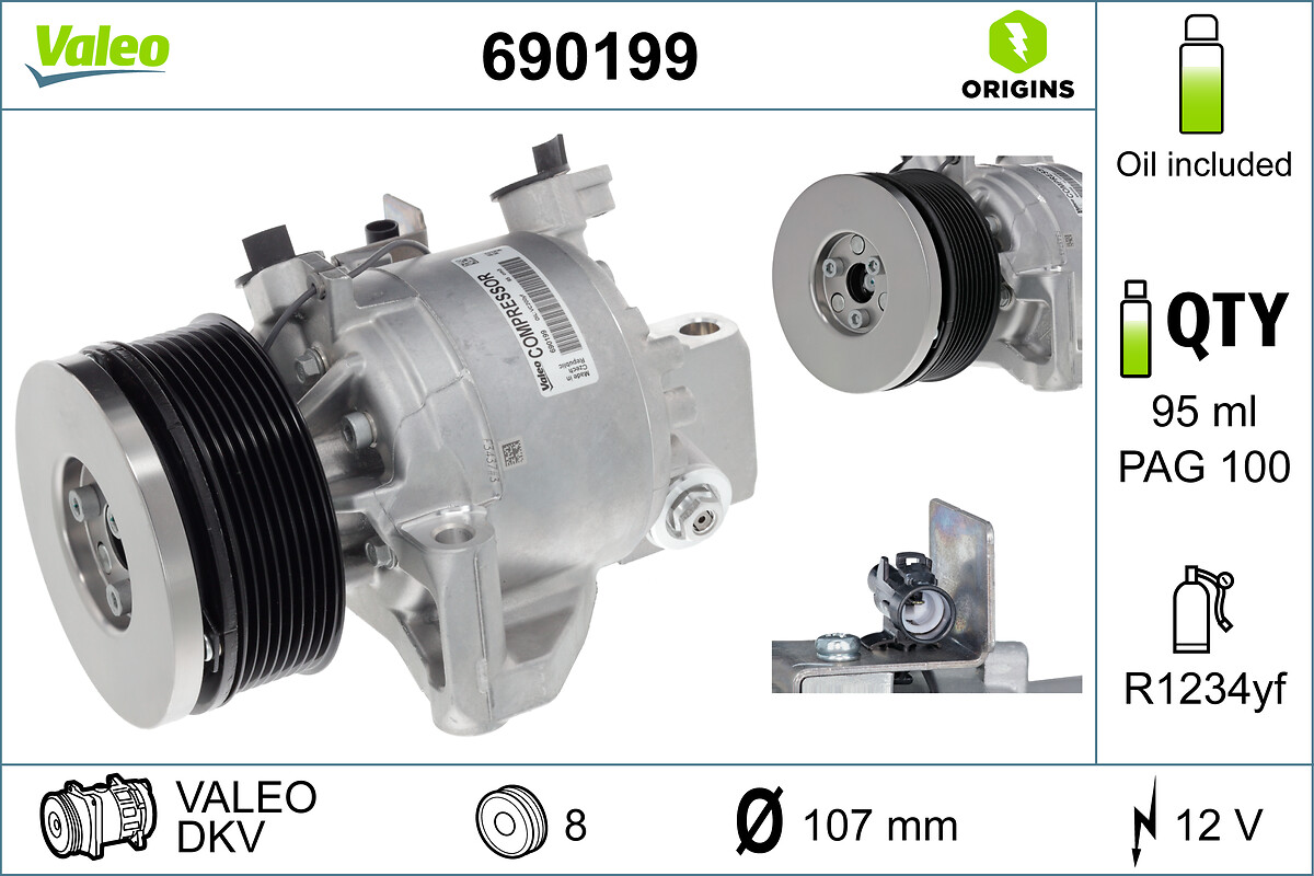 VALEO Kompressor, klimaanlæg 690199 for SUZUKI