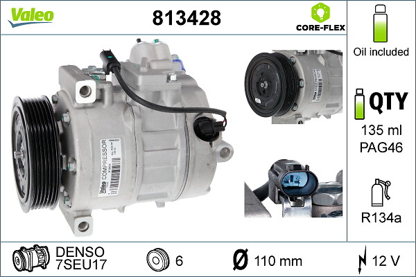 VALEO Kompressor, klimaanlæg 813428 for BMW (BRILLIANCE) BMW