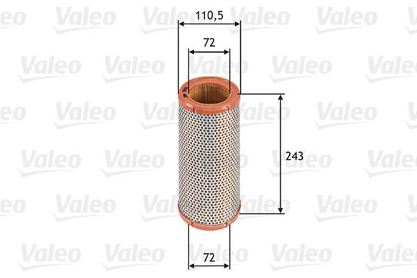 VALEO Luftfilter 585612 Filterindsats height_mm_209|Højde [mm]|243 outer_diameter_mm_497|Yderdiameter [mm]|111 inner_diameter_mm_496|Indvendig diamete