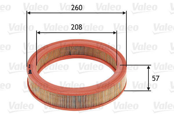 VALEO Luftfilter 585686 Filterindsats height_mm_209|Højde [mm]|58 outer_diameter_mm_497|Yderdiameter [mm]|260 inner_diameter_mm_496|Indvendig diameter