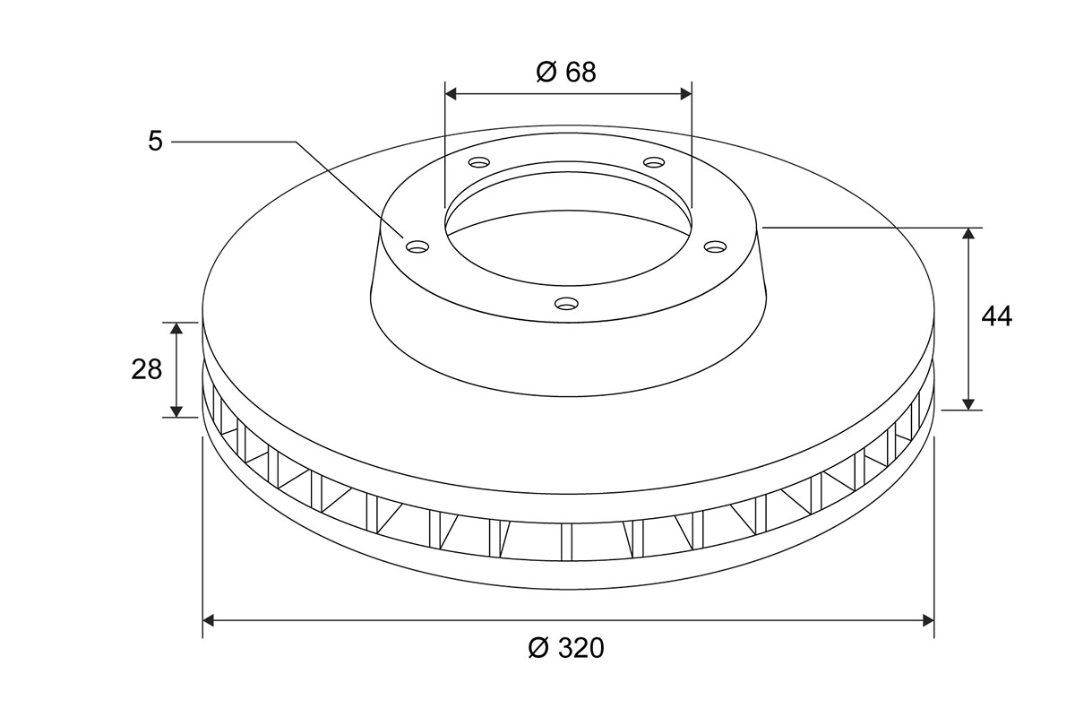 VALEO Bremseskive 673293 foraksel ventileret 320mm 28mm for NISSAN (DFAC)