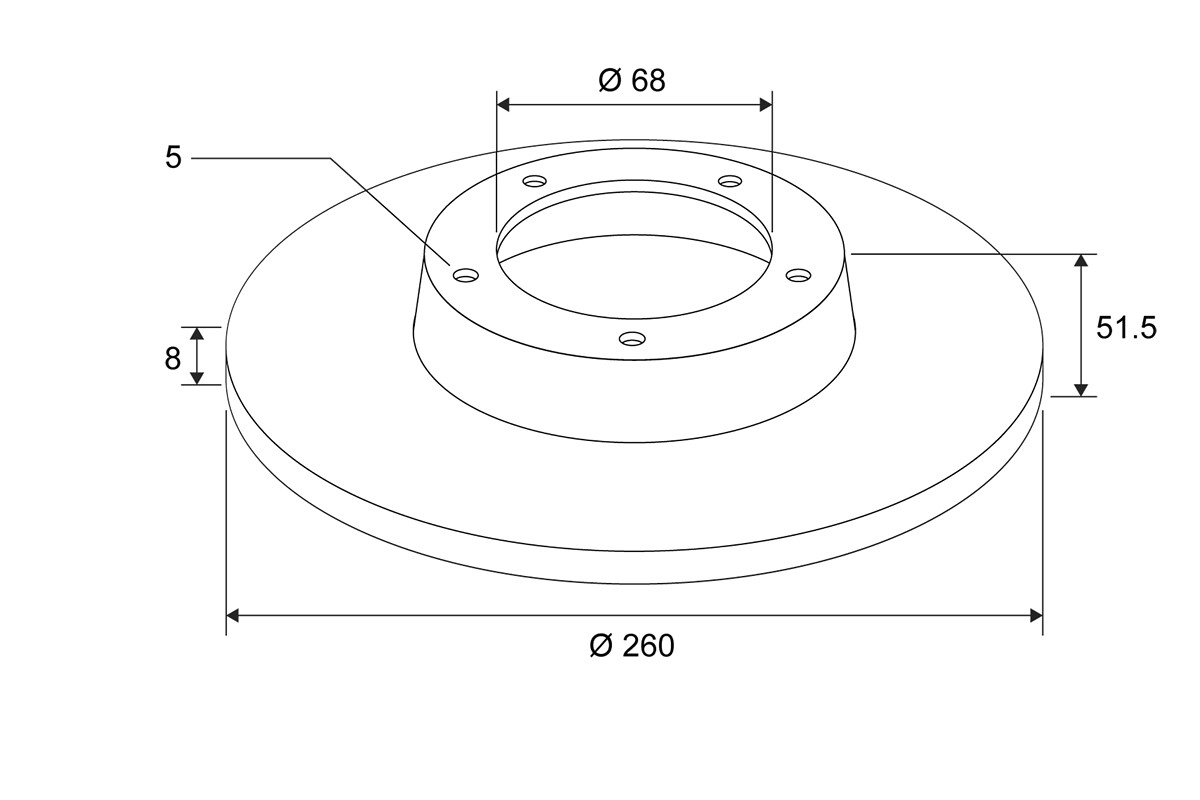 VALEO Bremseskive 673689 bagaksel fuld 260mm 8mm for RENAULT NISSAN (DFAC)