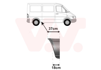 Bagskærm / Karrosseriside, VAN WEZEL, bagved til højre, b.la. til Mercedes-Benz~VW
