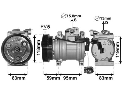 VAN WEZEL Kompressor, klimaanlæg 8300k200 for KIA