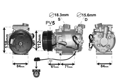 VAN WEZEL Kompressor, klimaanlæg 2500k275 for HONDA IVECO