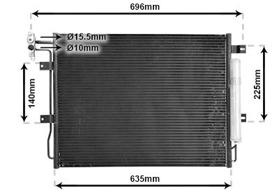 VAN WEZEL Kondensor, klimaanlæg 02005215 for ROV/TRI/JAG/AUS/MG LAND ROVER
