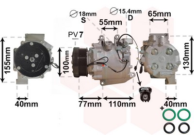 VAN WEZEL Kompressor, klimaanlæg 2500k208 for HONDA