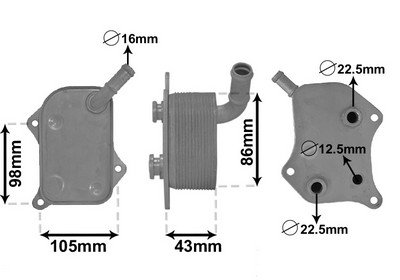 VAN WEZEL Oliekøler, motorolie 03003414 for VW