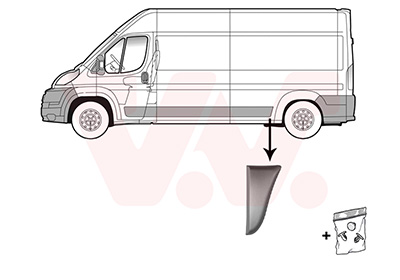 VAN WEZEL Pynte-/beskyttelsesliste, sidepanel 1651415 foran akslen for FIAT