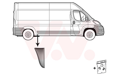 VAN WEZEL Pynte-/beskyttelsesliste, sidepanel 1651416 foran akslen for FIAT