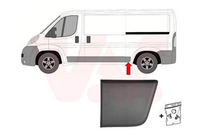 VAN WEZEL Pynte-/beskyttelsesliste, sidepanel 1651417 foran akslen for FIAT