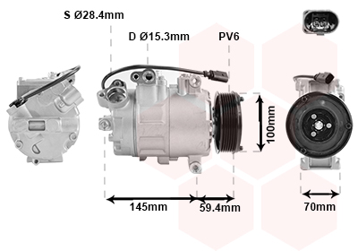 VAN WEZEL Kompressor, klimaanlæg 0300k342 for VW