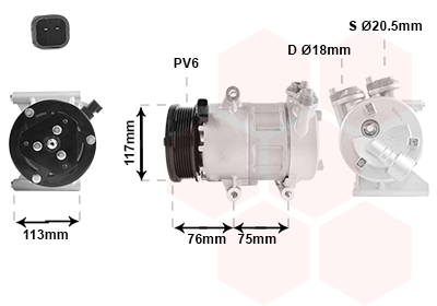 VAN WEZEL Kompressor, klimaanlæg 0200k185 for ROV/TRI/JAG/AUS/MG LAND ROVER
