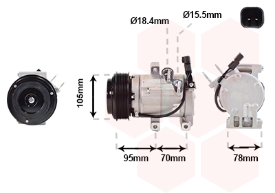 VAN WEZEL Kompressor, klimaanlæg 1800k682 for FORD