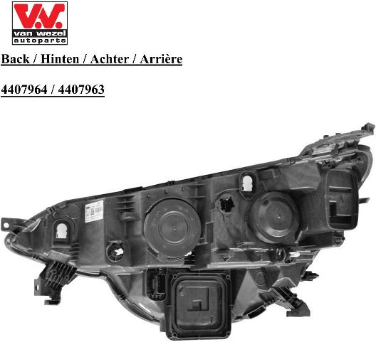 VAN WEZEL Forlygte 4407963 H7/H7 venstre for RENAULT