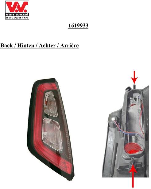 VAN WEZEL Baglygte 1619933 venstre for FIAT
