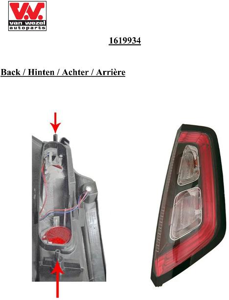 VAN WEZEL Baglygte 1619934 højre for FIAT