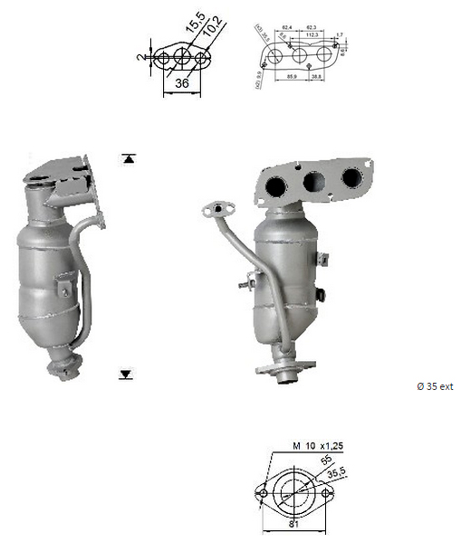 VEGAZ Katalysator tk818 foran for TOYOTA