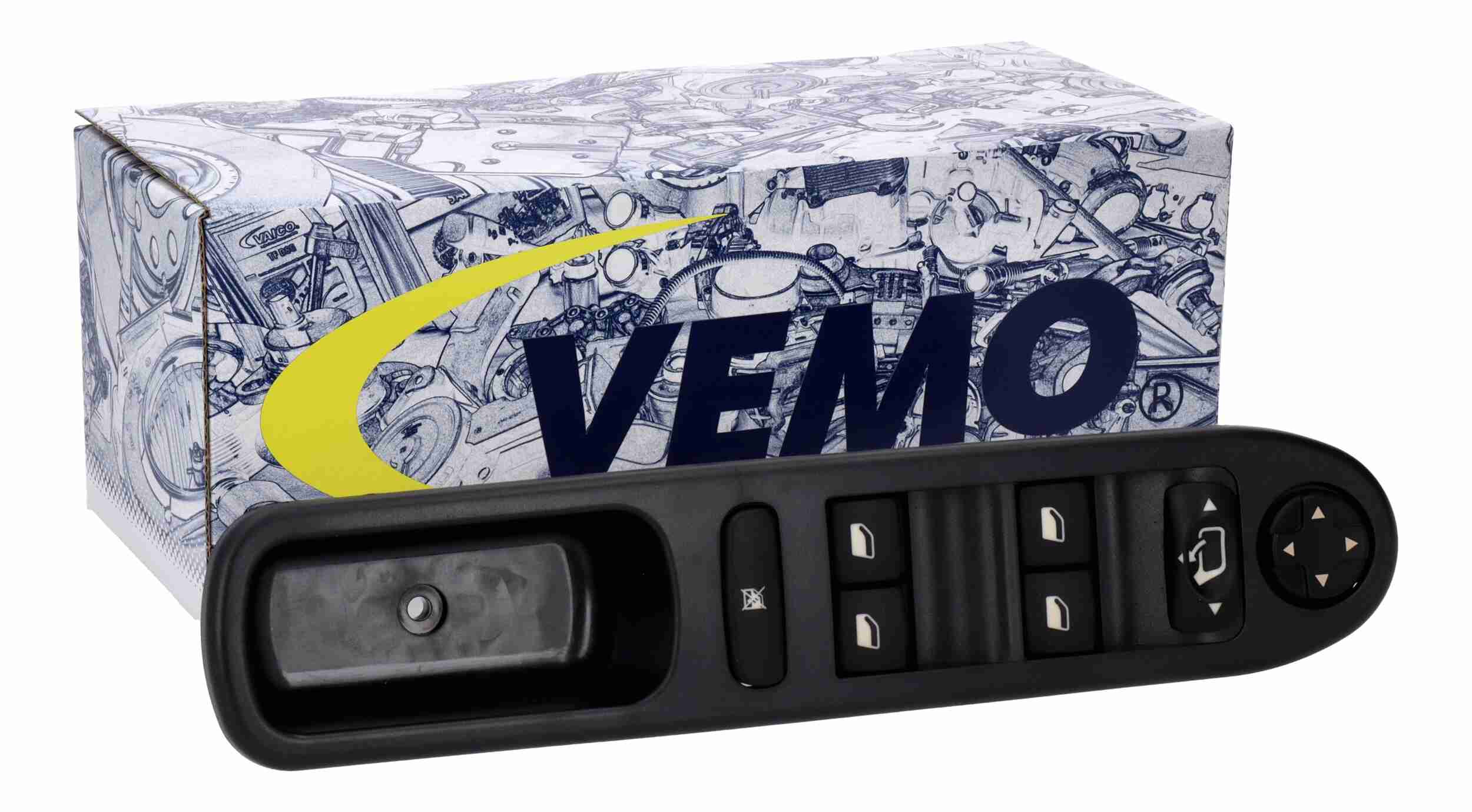 VEMO Kontakt, rudehejs v42730041 i førerside for PEUGEOT