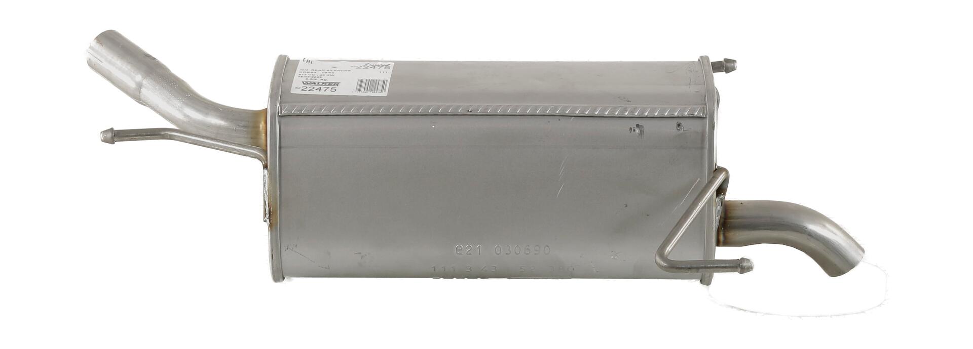WALKER Bagerste lyddæmper 22475 for OPEL VAUXHALL