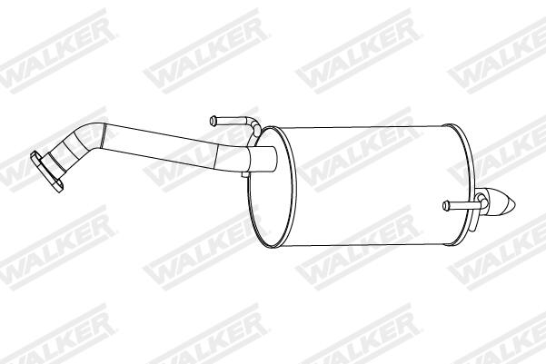 WALKER Bagerste lyddæmper 24296 for NISSAN