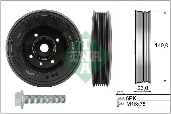 SCHAEFFLER INA Remskive, krumtapaksel 544015820 for AUDI SKODA VW
