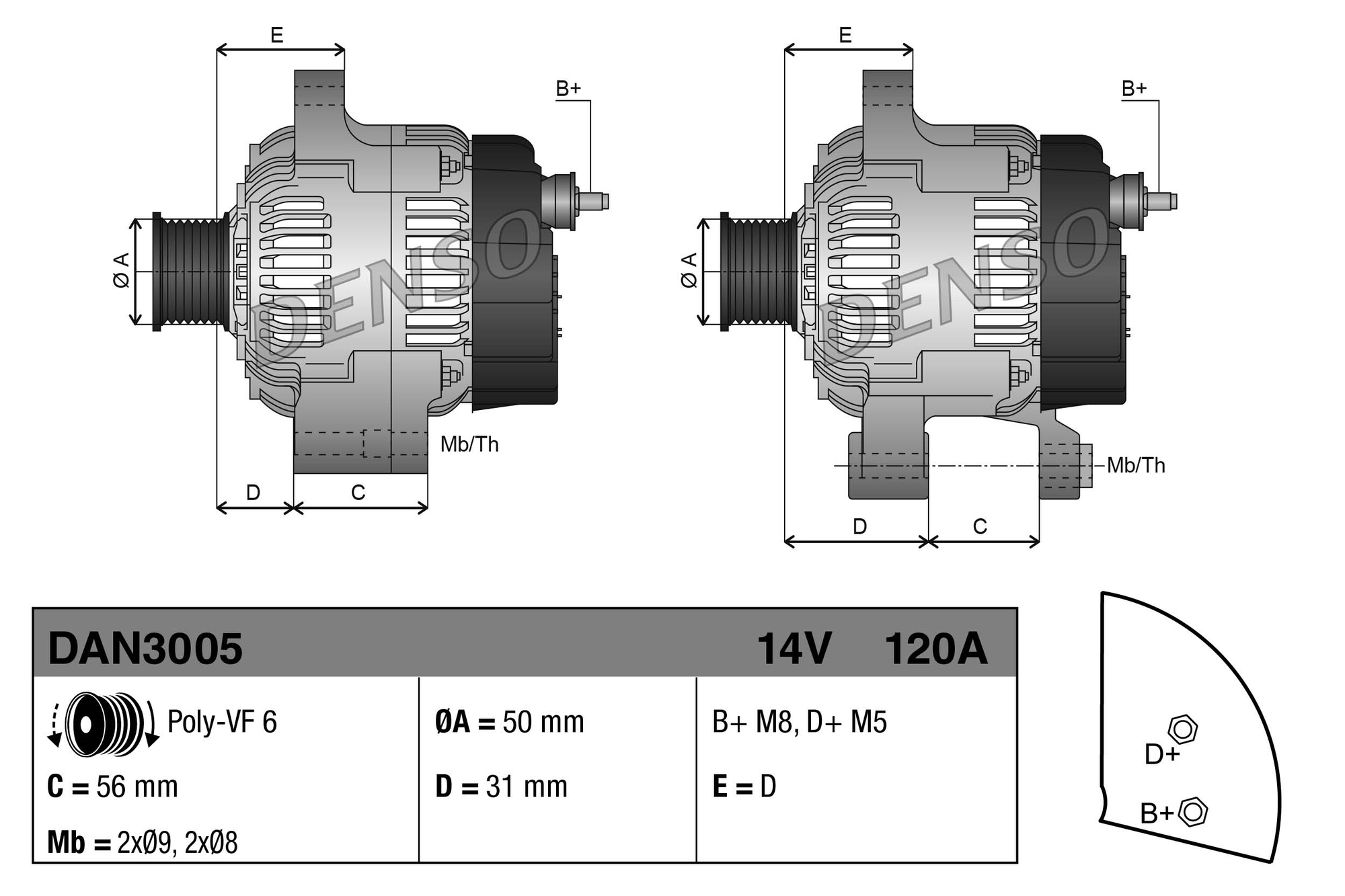 DENSO Generator dan3005 for MERCEDES-BENZ