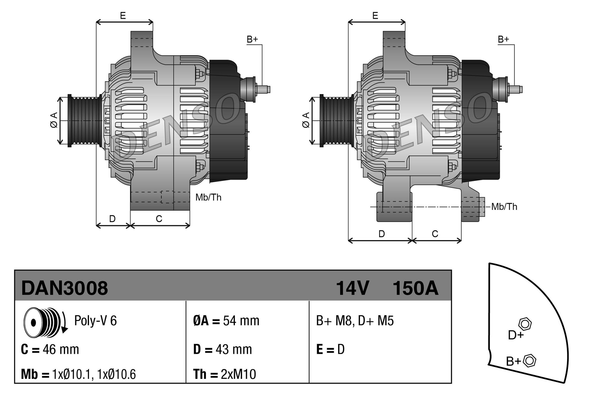 DENSO Generator dan3008 for FIAT PEUGEOT