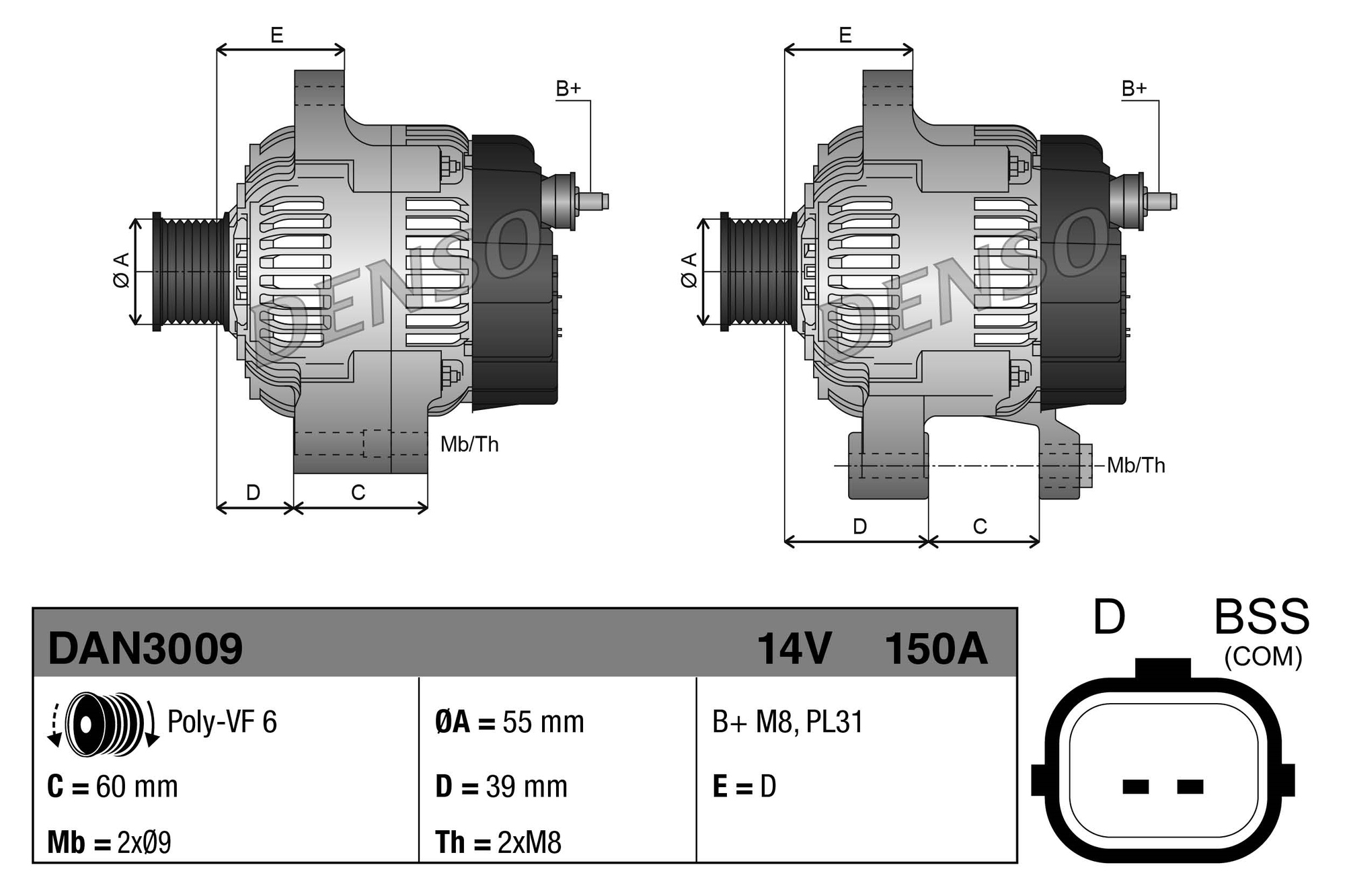 DENSO Generator dan3009 for NISSAN RENAULT
