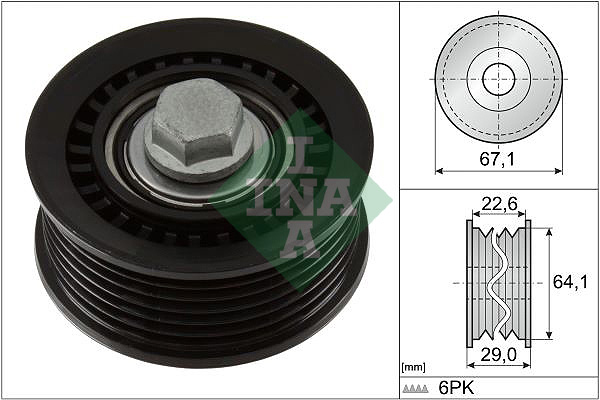 SCHAEFFLER INA Medløberhjul, multi-V-rem 532107610 for DS