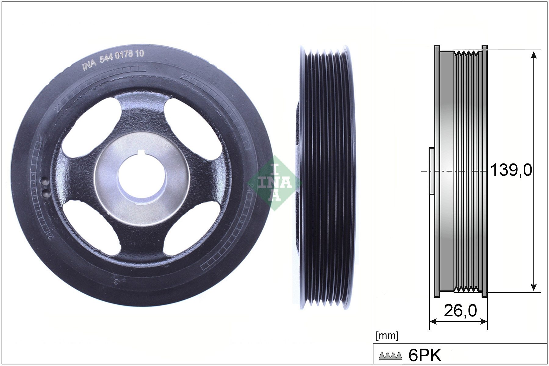SCHAEFFLER INA Remskive, krumtapaksel 544017810 for LEXUS