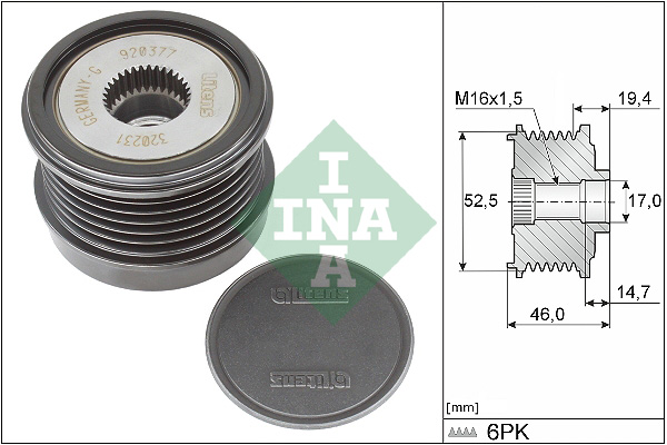 SCHAEFFLER INA Generator friløbskobling 535037310 for MERCEDES-BENZ