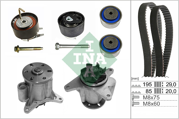 SCHAEFFLER INA Vandpumpe + tandremssæt 530076431 for LAND ROVER JAGUAR