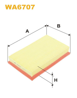 WIX FILTERS Luftfilter wa6707 Filterindsats length_mm_203|Længde [mm]|250 width_mm_206|Bredde [mm]|150 height_mm_209|Højde [mm]|38 38mm for OPEL GENE