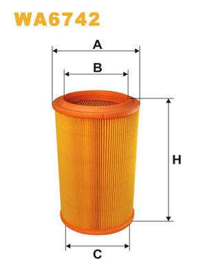 WIX FILTERS Luftfilter wa6742 Filterindsats height_mm_209|Højde [mm]|256 outer_diameter_mm_497|Yderdiameter [mm]|150 inner_diameter_1_mm_995|Inder dia