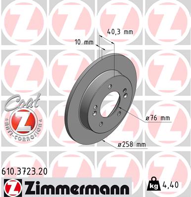 ZIMMERMANN Bremseskive 610372320 bagaksel fuld 280mm 11mm for VOLVO