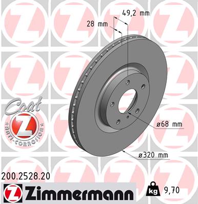 ZIMMERMANN Bremseskive 200252820 foraksel ventileret 320mm 28mm for INFINITI NISSAN NISSAN (DFAC)