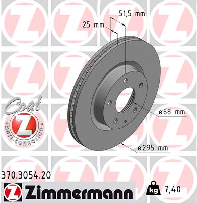 ZIMMERMANN Bremseskive 370305420 foraksel ventileret 295mm 25mm for MAZDA