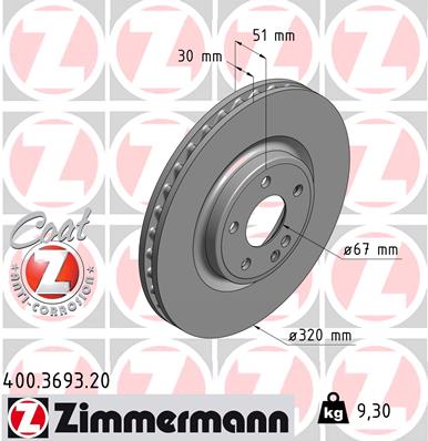 ZIMMERMANN Bremseskive 400369320 foraksel ventileret 320mm 30mm for MERCEDES-BENZ (BBDC) MERCEDES-BENZ INFINITI