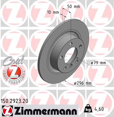 ZIMMERMANN Bremseskive 150292320 bagaksel fuld 296mm 10mm for MINI