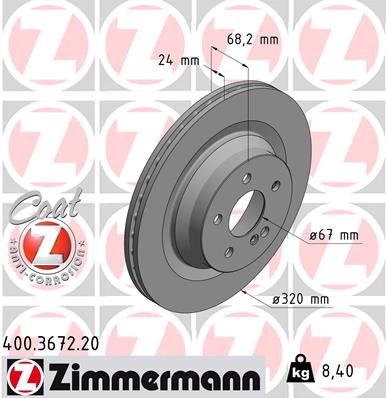 ZIMMERMANN Bremseskive 400367220 bagaksel ventileret 320mm 24mm for MERCEDES-BENZ