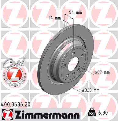ZIMMERMANN Bremseskive 400368620 bagaksel fuld 325mm 14mm for MERCEDES-BENZ