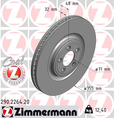 ZIMMERMANN Bremseskive 290226420 foraksel ventileret 355mm 32mm for JAGUAR